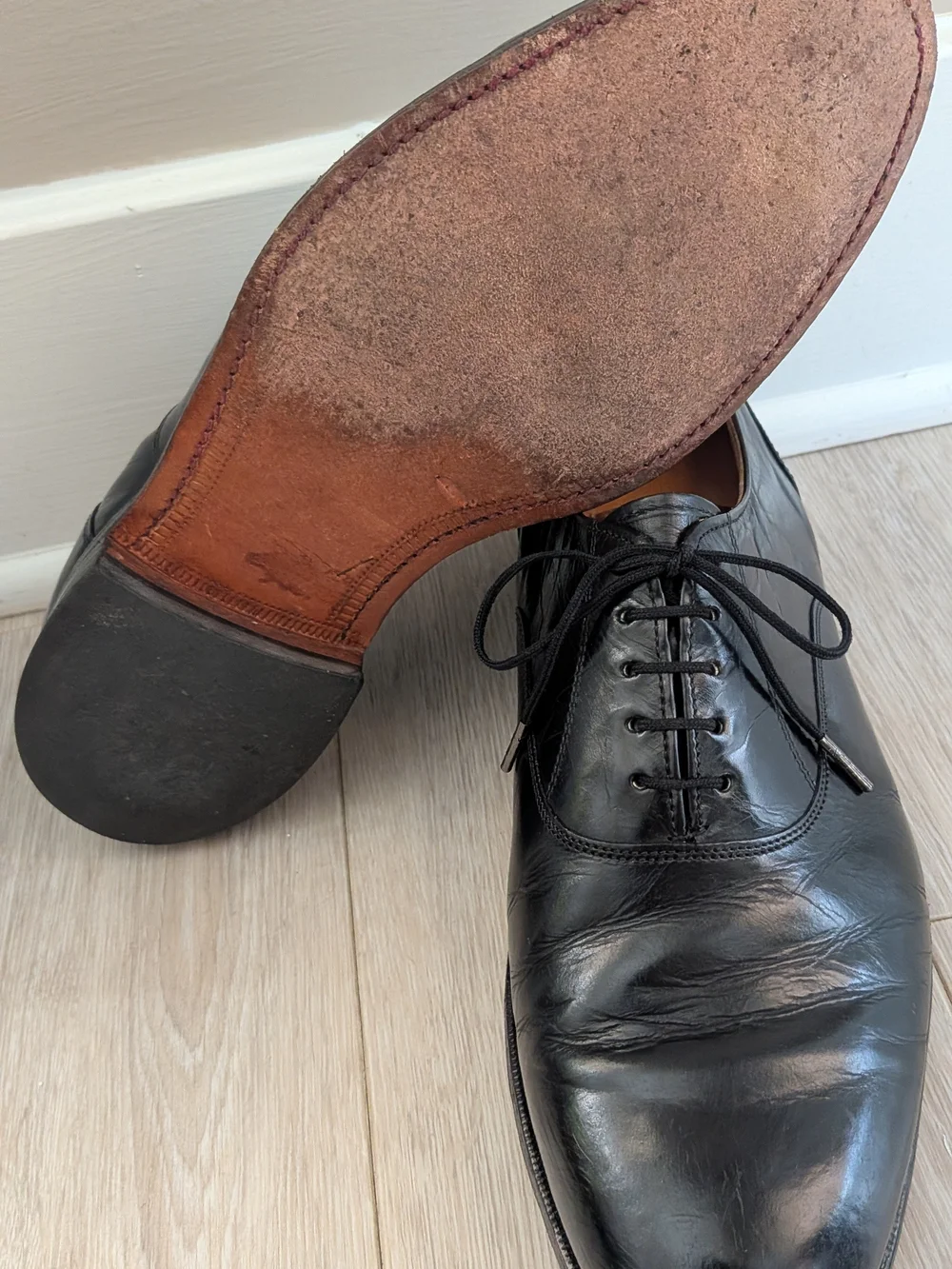 Vintage 1980s Stetson Plain-toe Oxford 10.5 EEE Black GUC Rare Wide